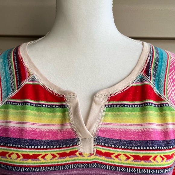 •Chaps• Multicolor Aztec Pattern Long Sleeve Knit Top - Size Large - Picture 3 of 7